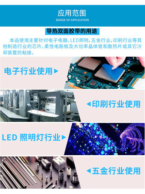 现货导热双面胶 led灯条铝基板散热胶带玻纤蓝色导热胶带